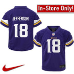 AVAILABLE IN-STORE ONLY! Justin Jefferson Kids Minnesota Vikings Purple Nike Game Jersey Jersey Nike