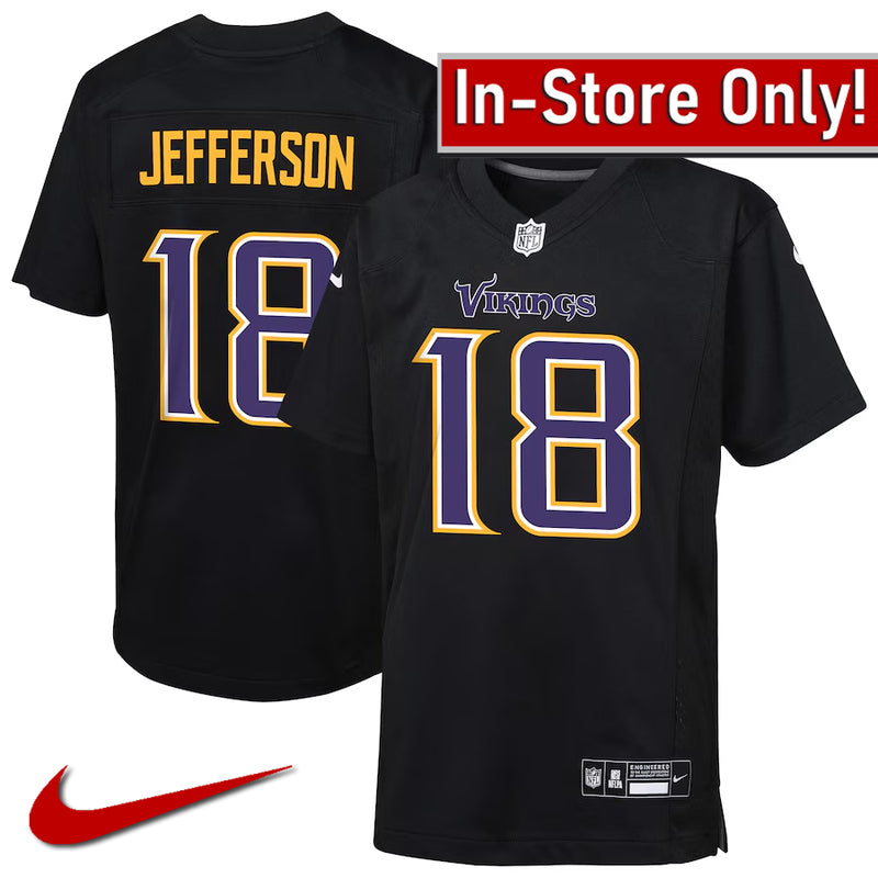 AVAILABLE IN-STORE ONLY! Justin Jefferson Youth Minnesota Vikings Black Nike Game Jersey Jersey Nike