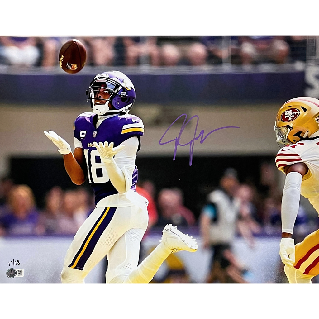 Justin Jefferson Autographed Minnesota Vikings 16x20 Photo vs. 49ers Autographs FanHQ