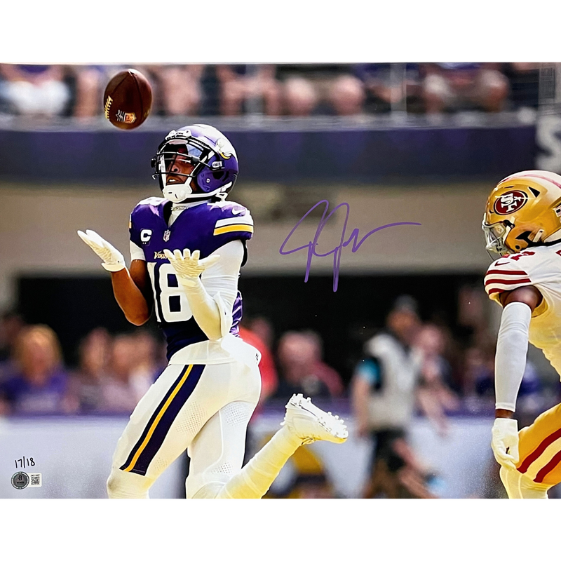 Justin Jefferson Autographed Minnesota Vikings 16x20 Photo vs. 49ers Autographs FanHQ