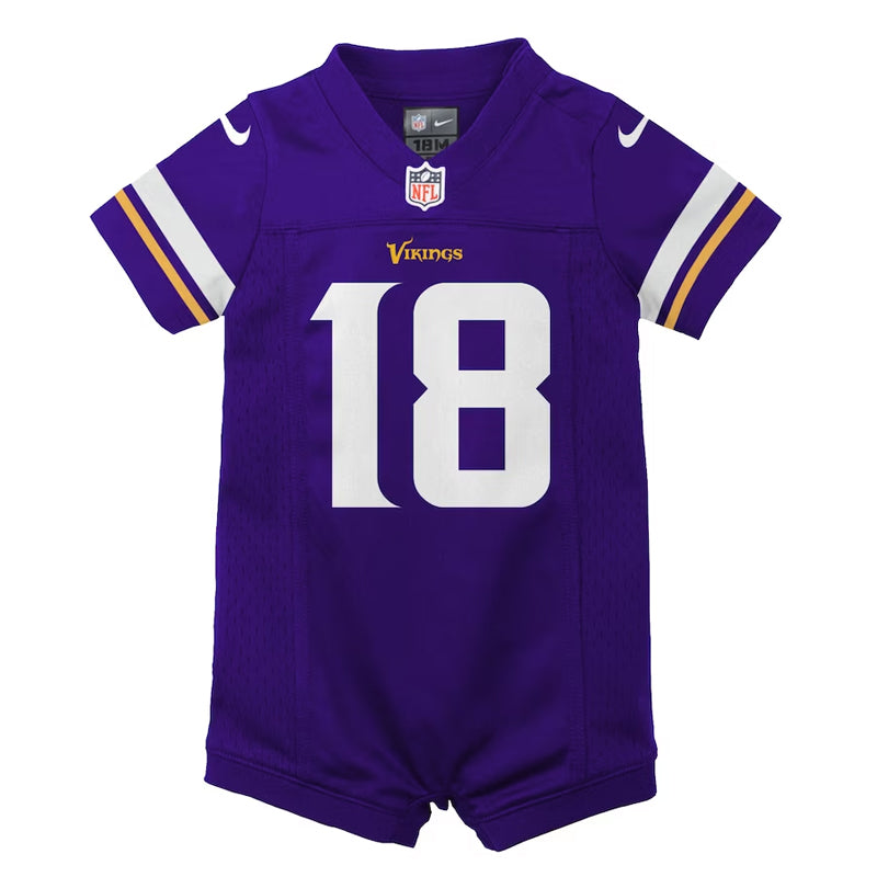 AVAILABLE IN-STORE ONLY! Justin Jefferson Minnesota Vikings Nike Newborn & Infant Purple Game Romper Jersey Jersey Nike