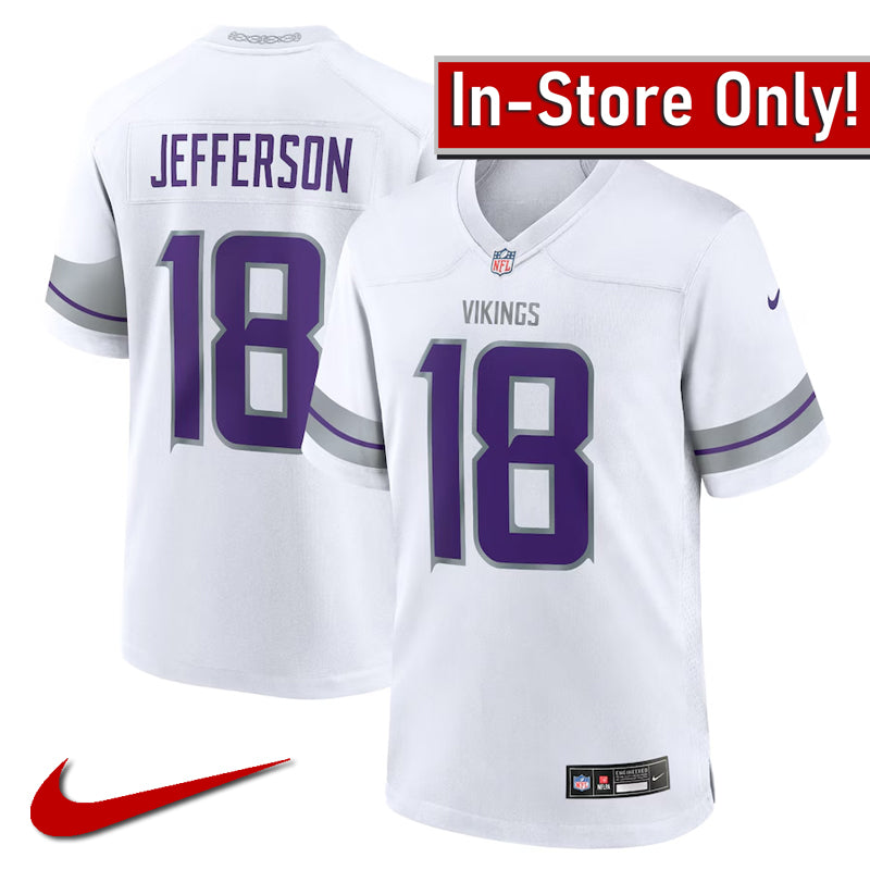 AVAILABLE IN-STORE ONLY! Justin Jefferson Youth Minnesota Vikings White Nike Alternate Game Jersey Jersey Nike   