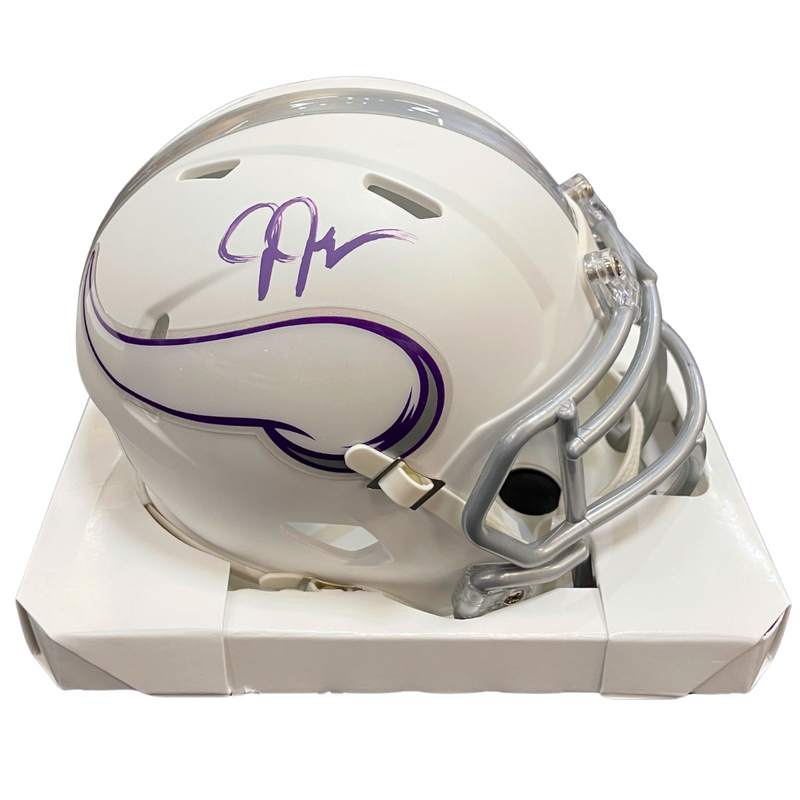 Justin Jefferson Autographed Minnesota Vikings Winter Warrior Mini Helmet Autographs FanHQ