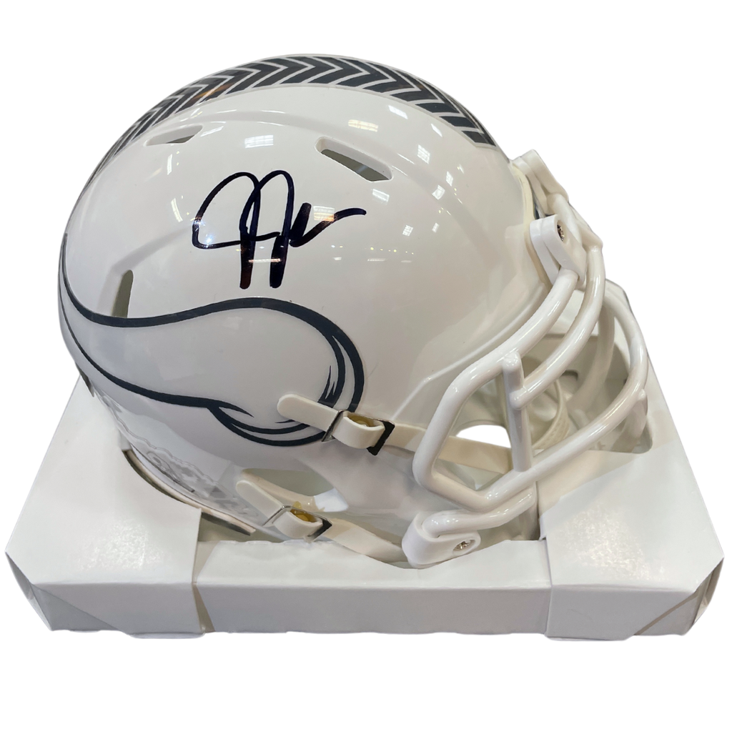 Justin Jefferson Autographed Minnesota Vikings 2024 Salute To Service Mini Helmet Autographs FanHQ   