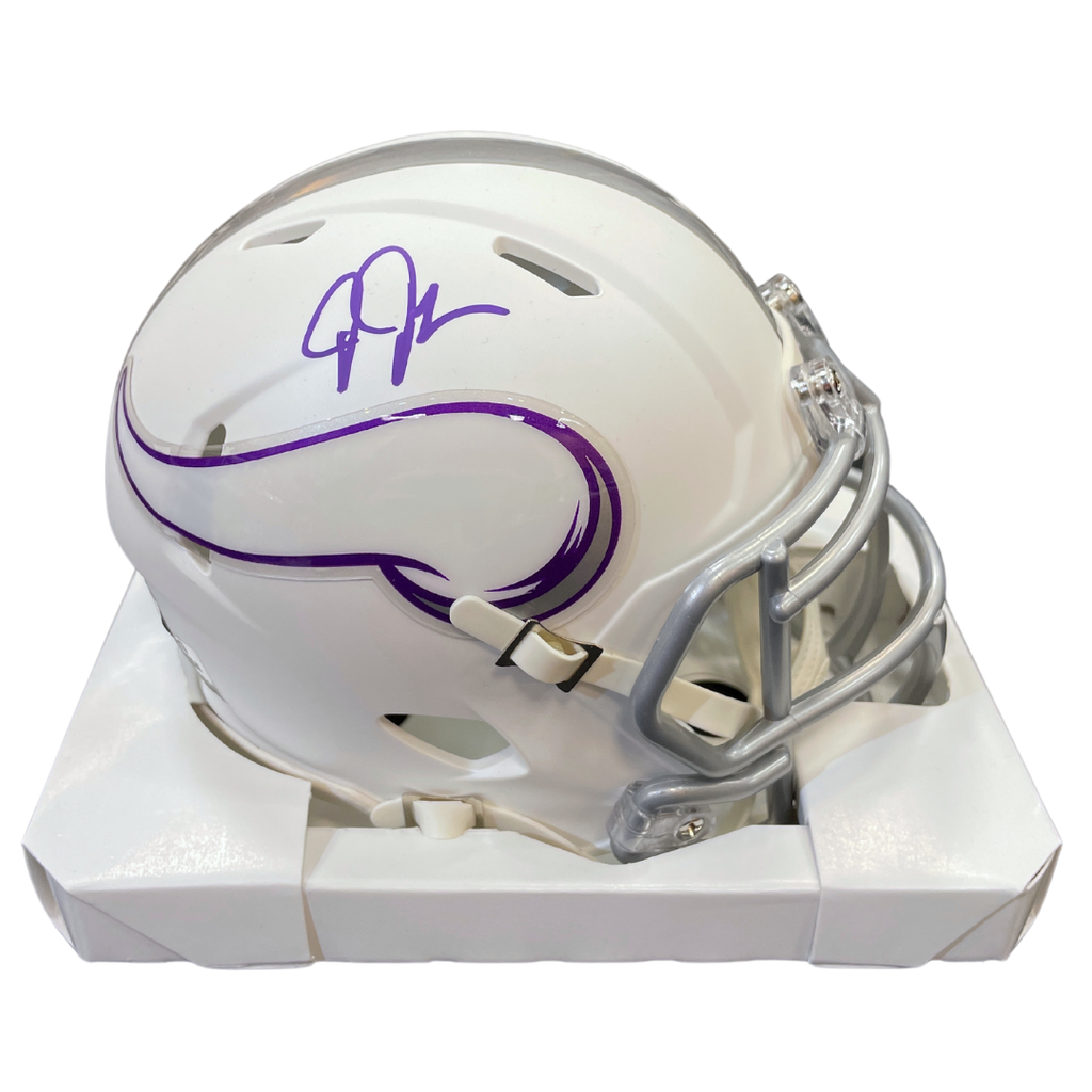 Justin Jefferson Autographed Minnesota Vikings Winter Warrior Mini Helmet Autographs FanHQ   