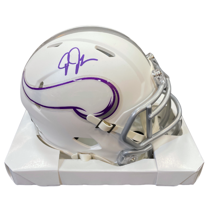 Justin Jefferson Autographed Minnesota Vikings Winter Warrior Mini Helmet Autographs FanHQ   