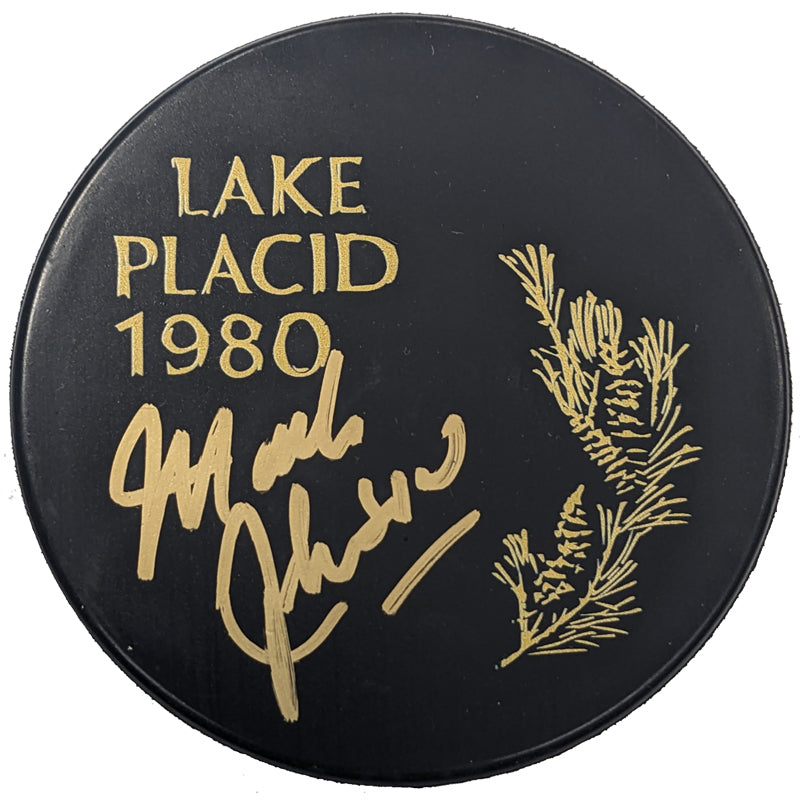 Mark Johnson Autographed Fan HQ Exclusive Lake Placid 1980 Puck