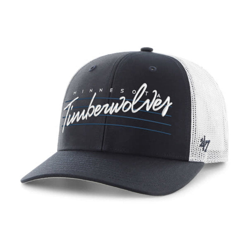 Minnesota Timberwolves '47 Brand Navy/White Downburst Trucker Snapback Rope Hat Hats 47 Brand