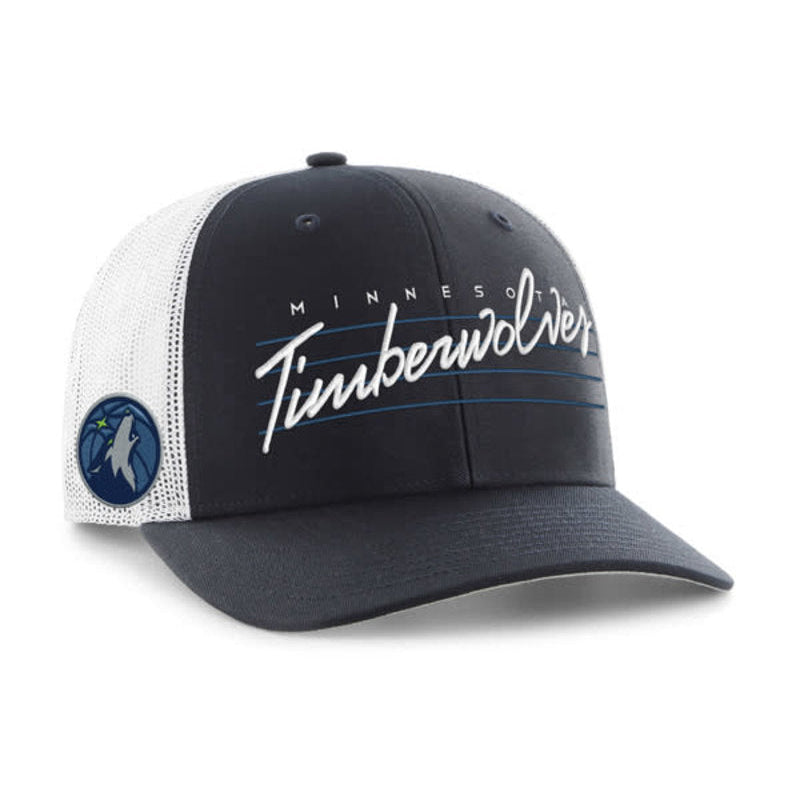 Minnesota Timberwolves '47 Brand Navy/White Downburst Trucker Snapback Rope Hat Hats 47 Brand