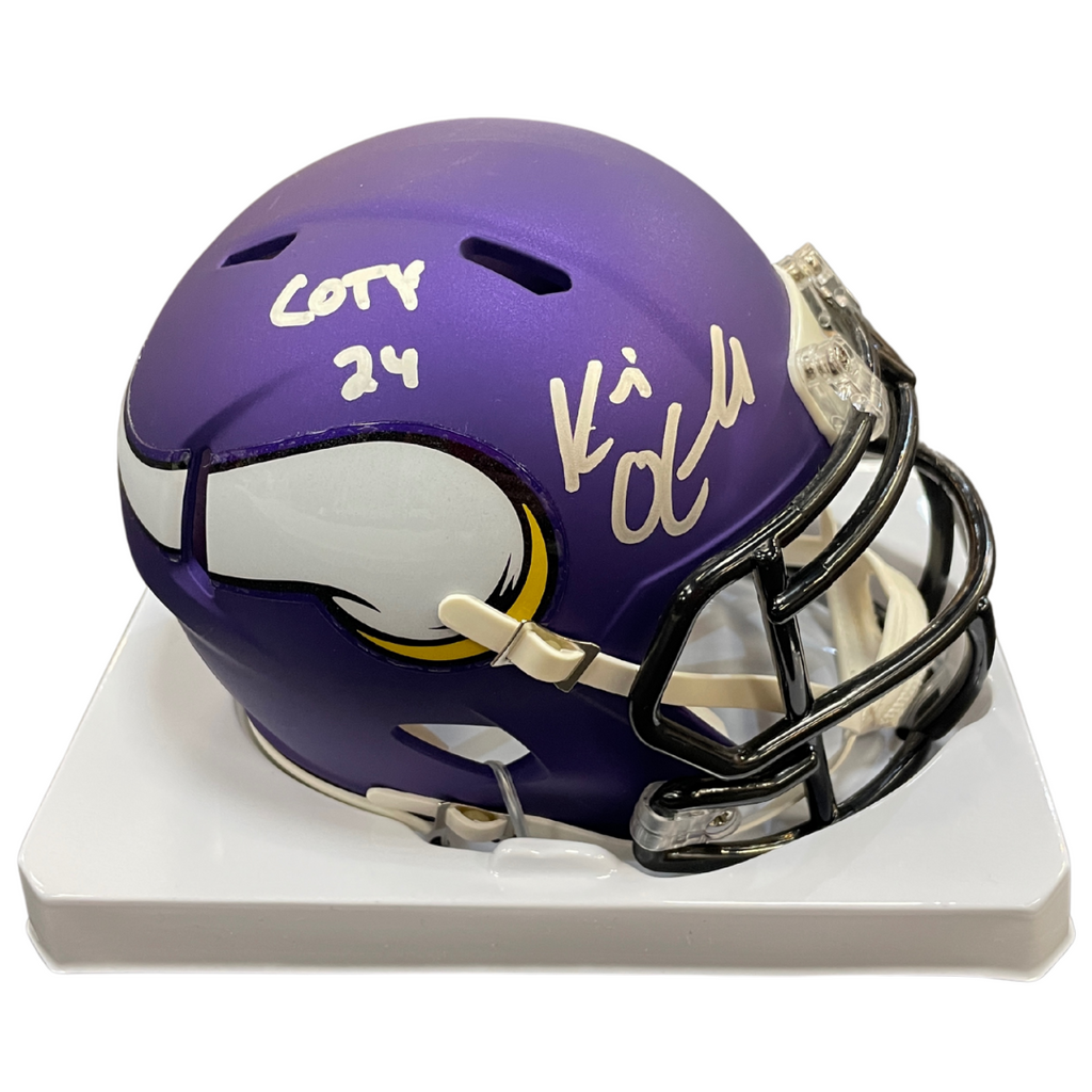 Kevin O'Connell Autographed Minnesota Vikings Speed Mini Helmet w/ COTY 24 Inscription Autographs Fan HQ