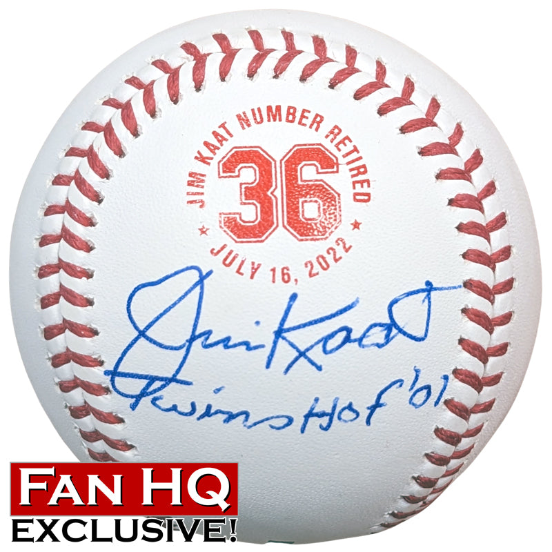 Jim Kaat Signed and Inscribed "Twins HOF '01" Fan HQ Exclusive Number Retired Baseball Minnesota Twins