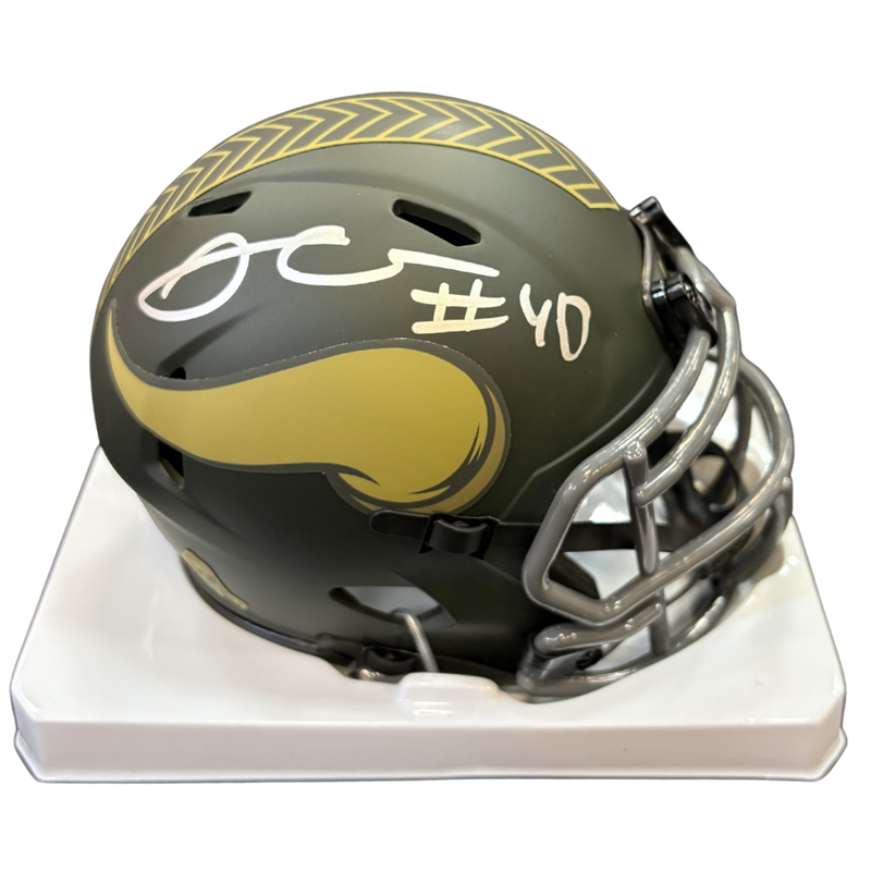 Jim Kleinsasser Autographed Minnesota Vikings Salute To Service Mini Helmet