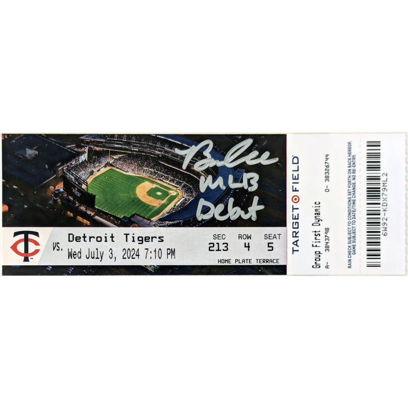 Brooks Lee Autographed and Inscribed MLB Debut Original Game Ticket Autographs Fan HQ