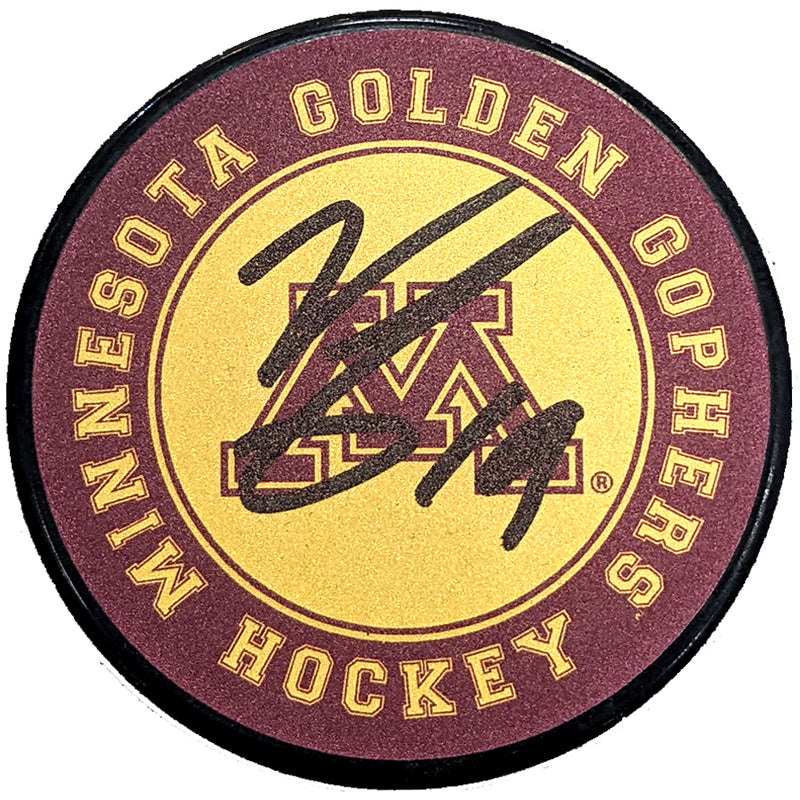 Vinni Lettieri Autographed Minnesota Golden Gophers Logo Puck