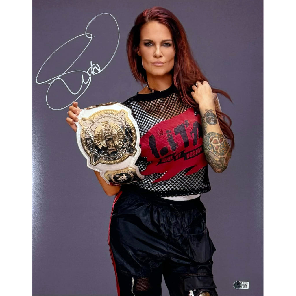 LITA Amy Dumas Autographed 16x20 Championship Belt Photo Autographs FanHQ White  