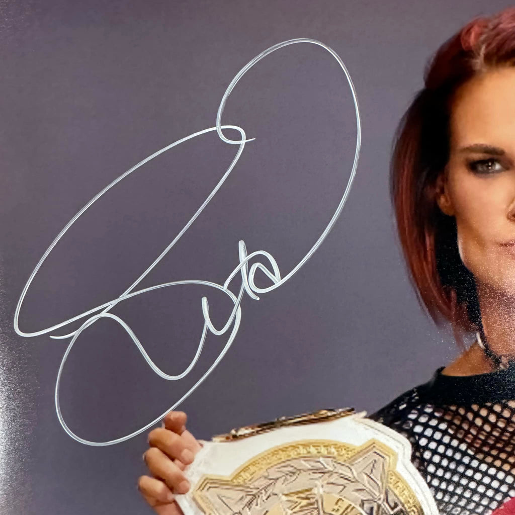 LITA Amy Dumas Autographed 16x20 Championship Belt Photo Autographs FanHQ   