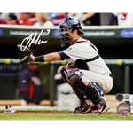 Joe Mauer Autographed Minnesota Twins Catching 8x10 Photo Autographs Fan HQ