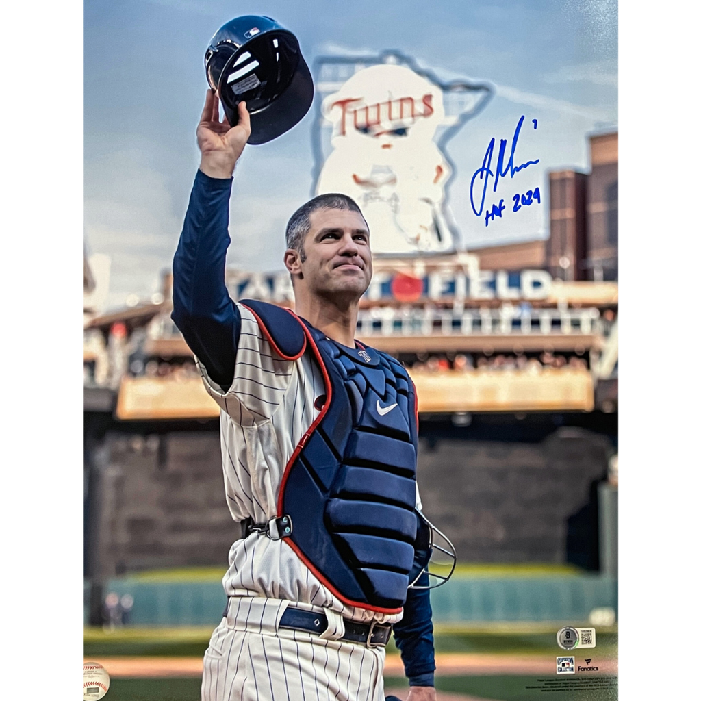 Joe Mauer Autographed Final Game 16x20 Photo w/ HOF 2024 Inscription Autographs Fan HQ   