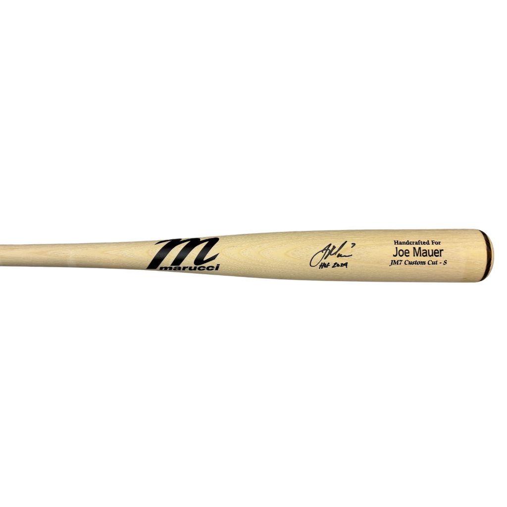 Joe Mauer Autographed Marucci Natural Game Model Bat w/ HOF 2024 Inscription Autographs Fan HQ