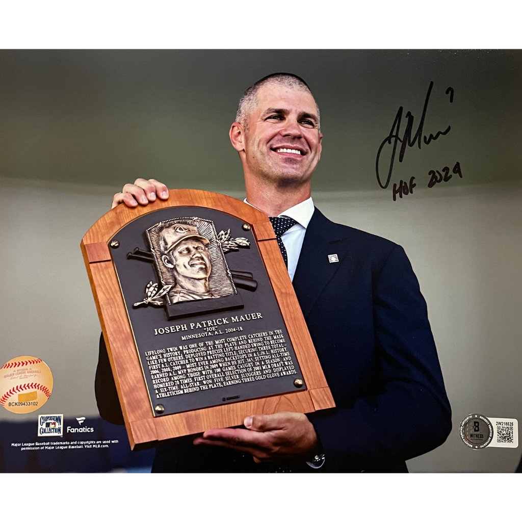 Joe Mauer Autographed Hall Of Fame 8x10 Photo w/ HOF 2024 Inscription Autographs Fan HQ   