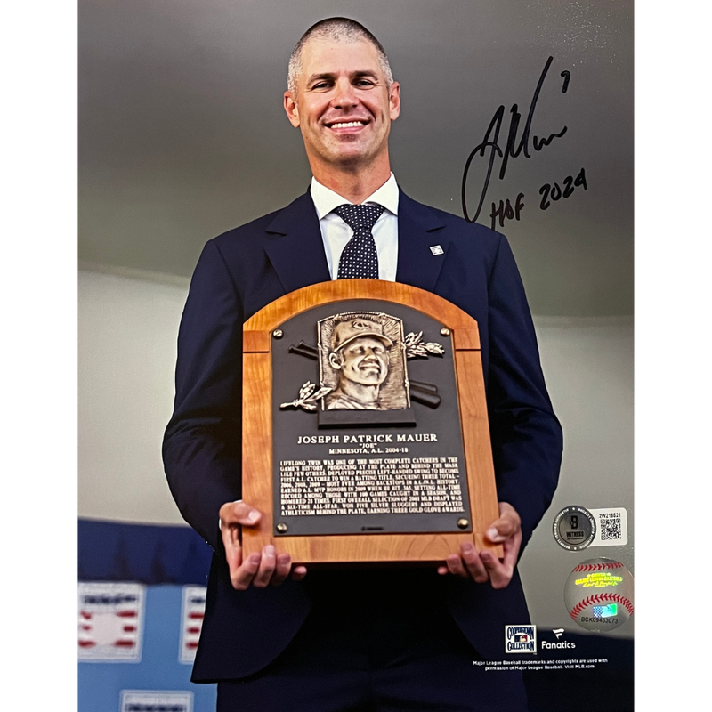 Joe Mauer Autographed Hall Of Fame 8x10 Photo w/ HOF 2024 Inscription Autographs Fan HQ   