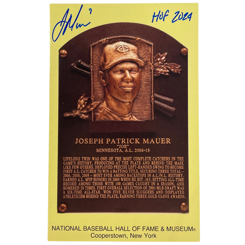 Joe Mauer Autographed Hall of Fame Postcard w/ HOF 2024 Inscription Autographs Fan HQ   