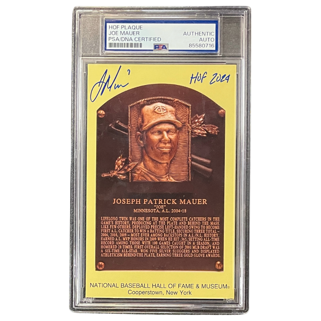 Joe Mauer PSA Authenticated Autographed Hall of Fame Postcard w/ HOF 2024 Inscription Autographs Fan HQ