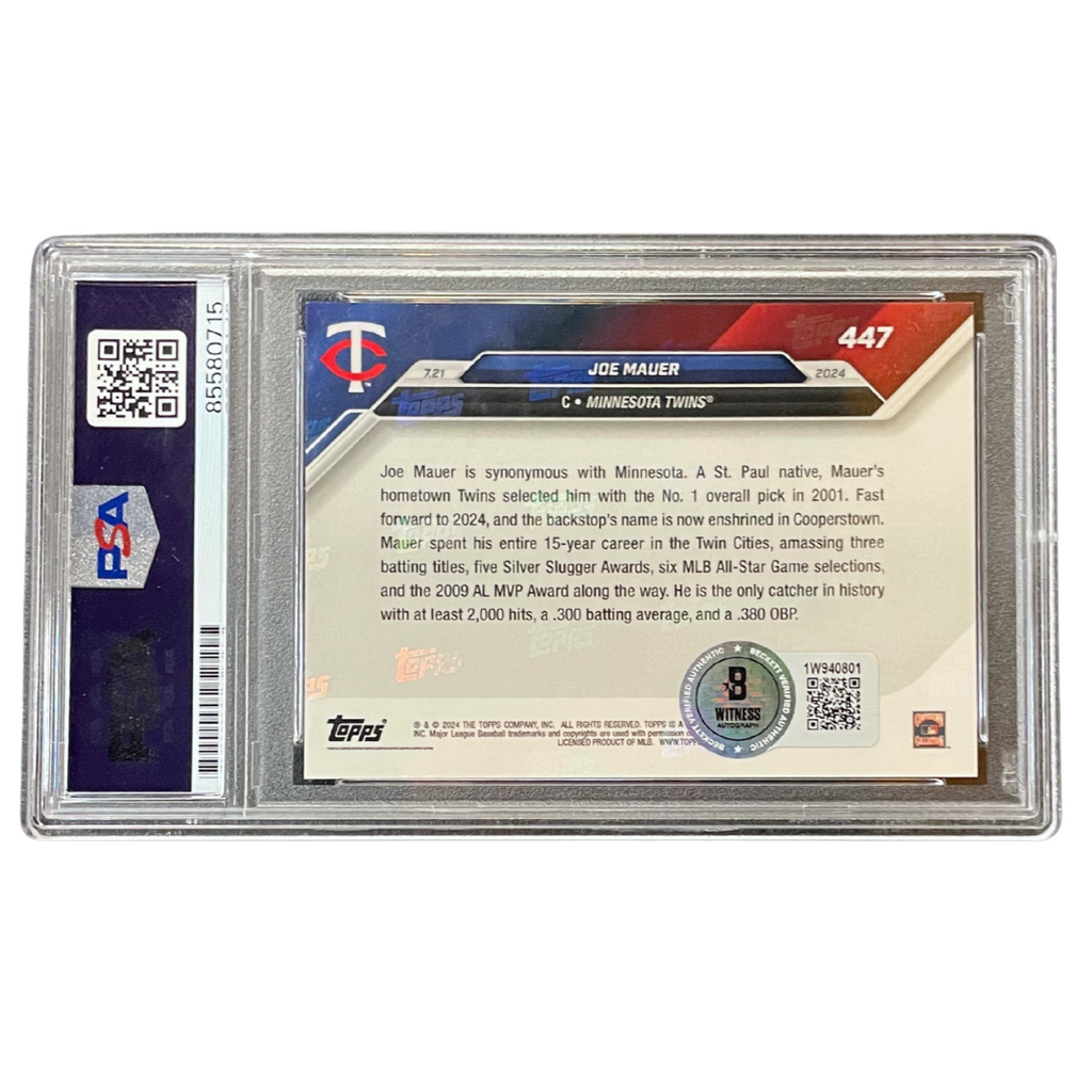 Joe Mauer PSA Authenticated Autographed Topps Now Card Autographs Fan HQ