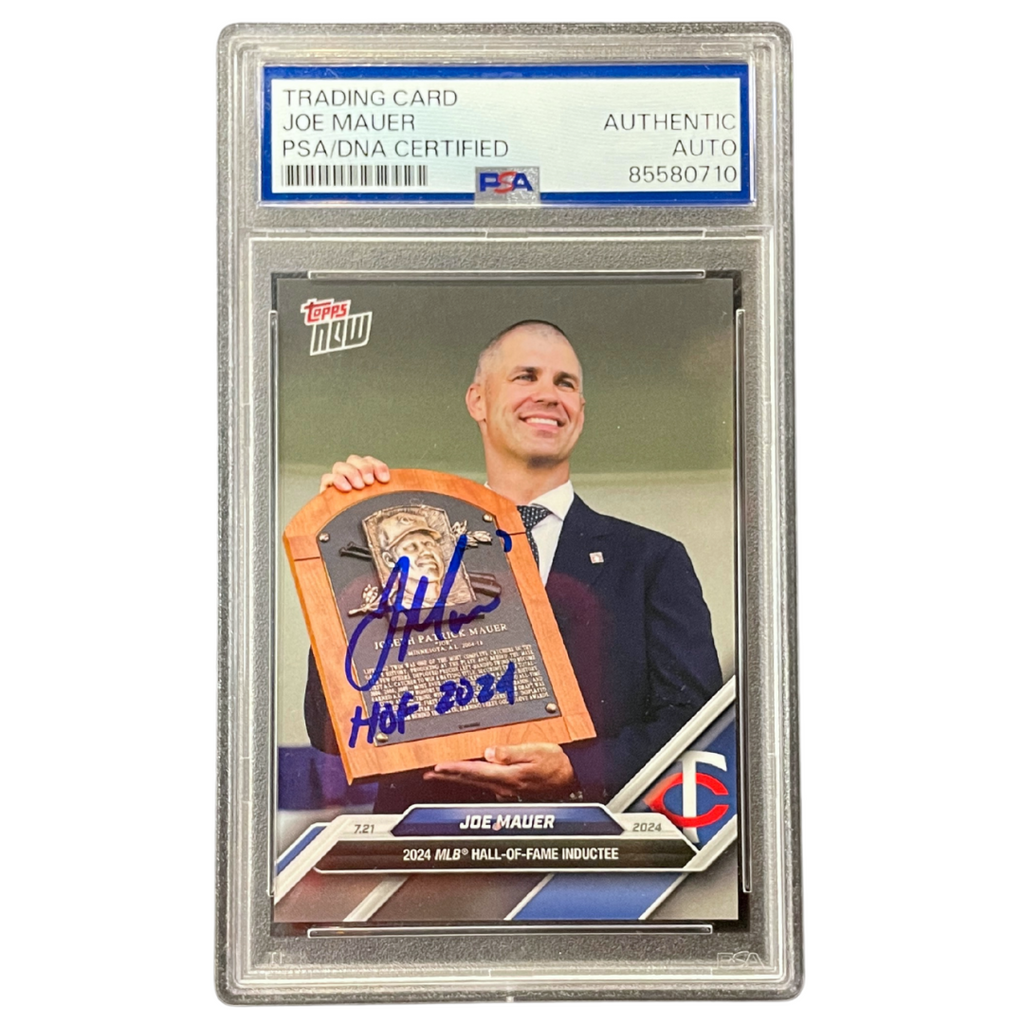 Joe Mauer PSA Authenticated Autographed Topps Now Card w/ HOF 2024 Inscription Autographs Fan HQ