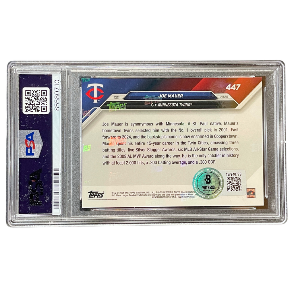 Joe Mauer PSA Authenticated Autographed Topps Now Card w/ HOF 2024 Inscription Autographs Fan HQ