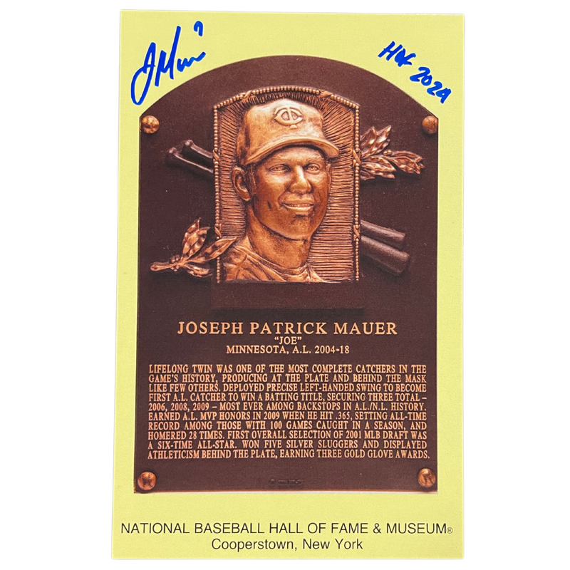 Joe Mauer Autographed Hall of Fame Postcard w/ HOF 2024 Inscription Autographs Fan HQ