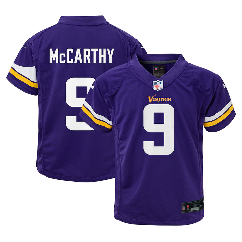 AVAILABLE IN-STORE ONLY! J.J. McCarthy Kids Minnesota Vikings Purple Nike Game Jersey Jersey Nike