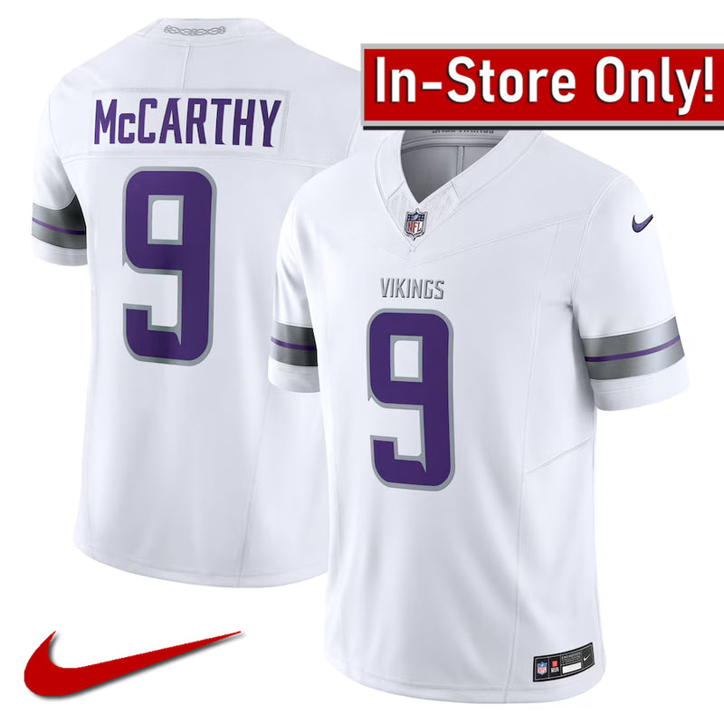 AVAILABLE IN-STORE ONLY! J.J. McCarthy Minnesota Vikings White Alternate Nike Vapor F.U.S.E. Limited Jersey Jersey Nike