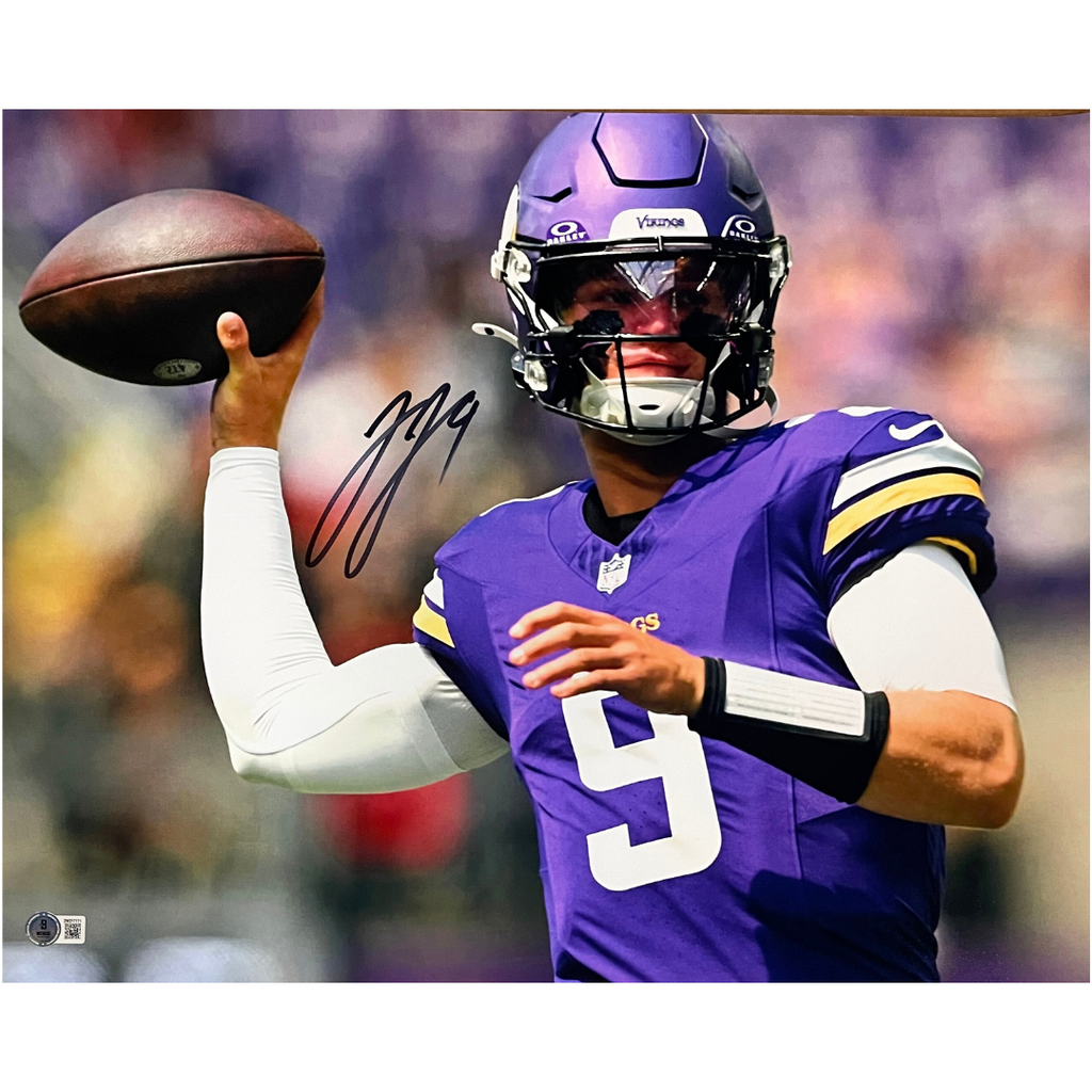 J.J. McCarthy Autographed Minnesota Vikings 16x20 Photo Autographs FanHQ