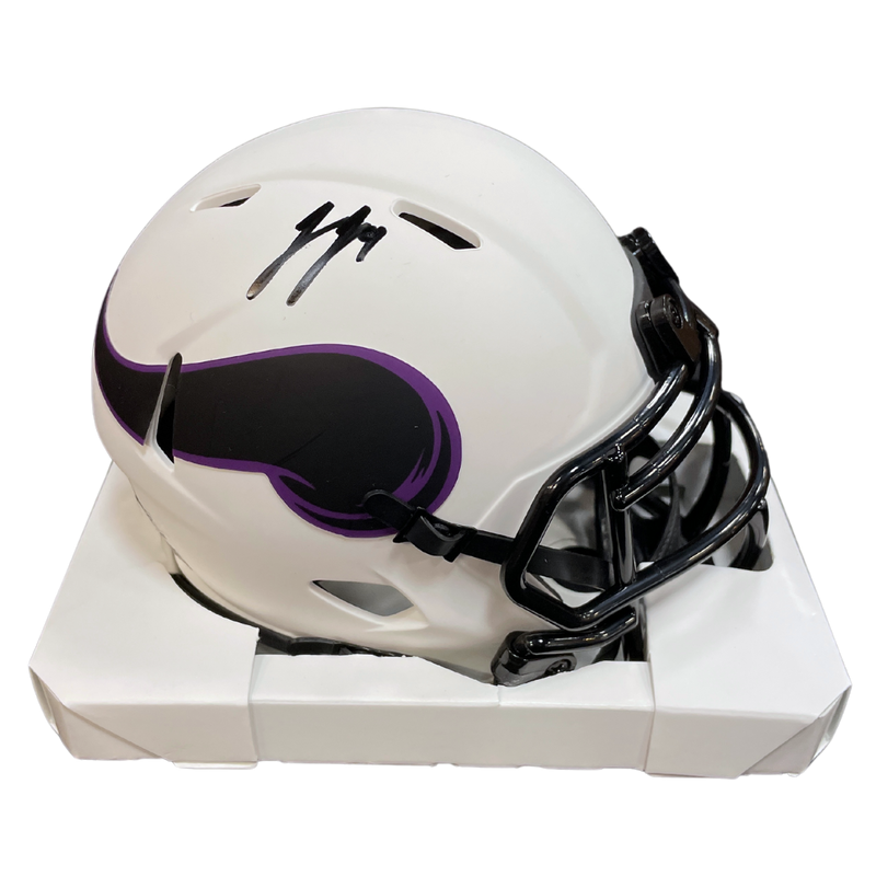 J.J. McCarthy Autographed Minnesota Vikings Lunar Eclipse Mini Helmet Autographs FanHQ   