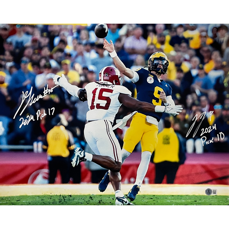 J.J. McCarthy and Dallas Turner Autographed 16x20 Photo w/ Pick Inscriptions Autographs FanHQ