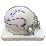 J.J. McCarthy Autographed Minnesota Vikings Winter Warrior Mini Helmet Autographs FanHQ   