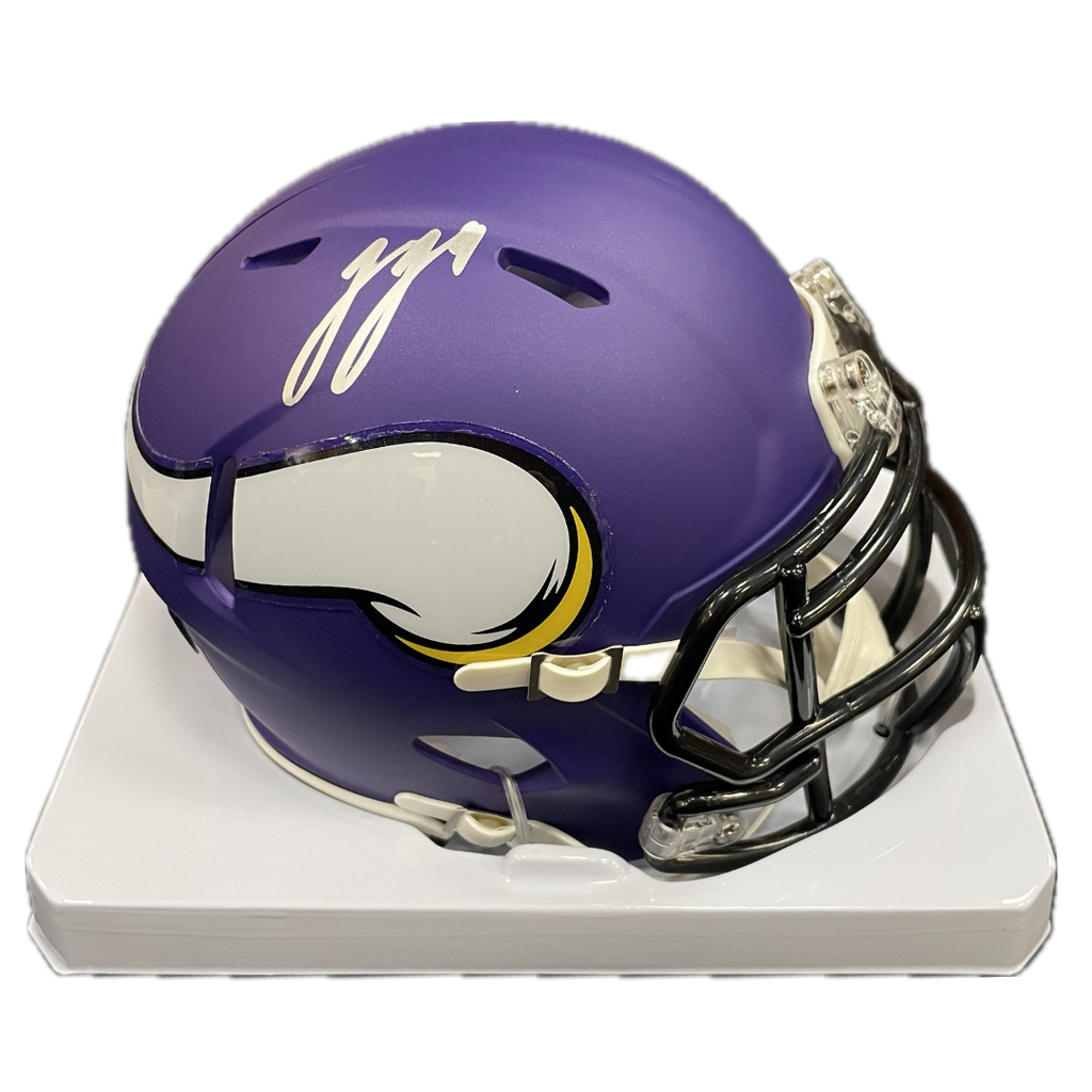 J.J. McCarthy Autographed Minnesota Vikings Speed Mini Helmet Autographs FanHQ   