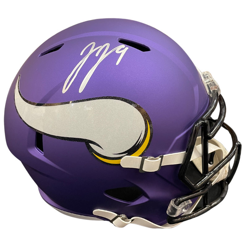 J.J. McCarthy Autographed Minnesota Vikings Full Size Replica Speed Helmet Autographs FanHQ   