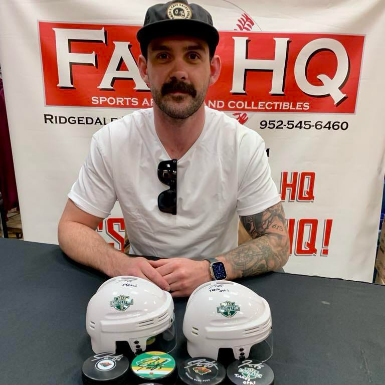 Jake Middleton Autographed Fan HQ Exclusive Motorcycle Inspired Art Puck w/ Tarps Off! Inscription (Numbered Edition) Autographs FanHQ