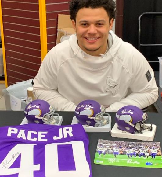 Ivan Pace Jr. Autographed Minnesota Vikings Winter Warrior Mini Helmet Autographs FanHQ