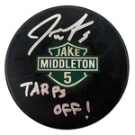 Jake Middleton Autographed Fan HQ Exclusive Motorcycle Inspired Art Puck w/ Tarps Off! Inscription (Numbered Edition) Autographs FanHQ   