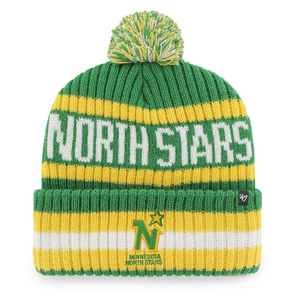 Minnesota North Stars '47 Brand Green/Yellow Bering Cuff Knit w/ Pom Hats Fan HQ