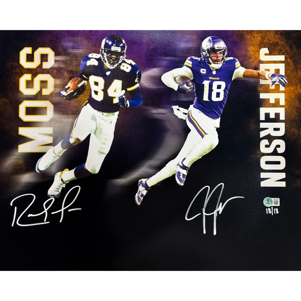 Randy Moss and Justin Jefferson Autographed Minnesota Vikings
