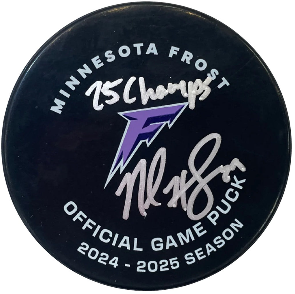 Nicole Hensley Autographed Minnesota Frost Official Game Puck w/ 25 Champs Inscription Autographs FanHQ