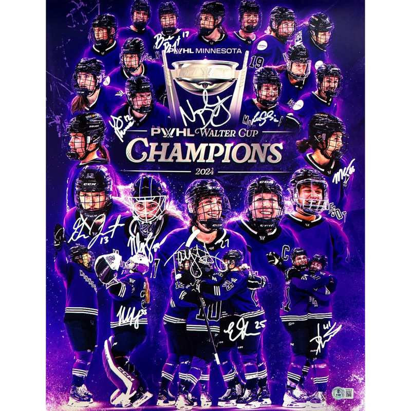 Heise, Rooney, Zumwinkle, Pannek, Hensley, Bryant, Stecklein, Greco, Cava, Krizova, & Darwitz Autographed PWHL Minnesota 16x20 Photo