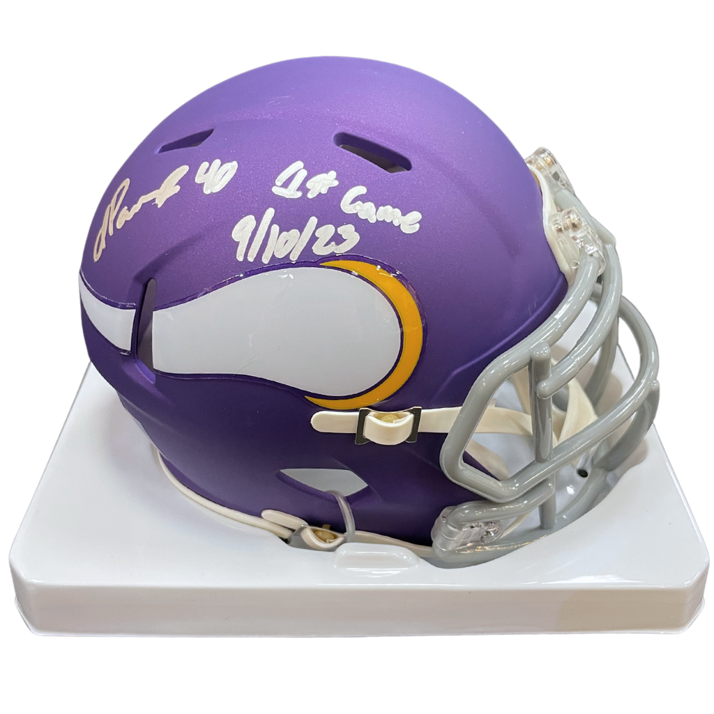 Ivan Pace Jr. Autographed Minnesota Vikings Classic Mini Helmet w/ 1st Game 9/10/23 Inscription Autographs FanHQ   