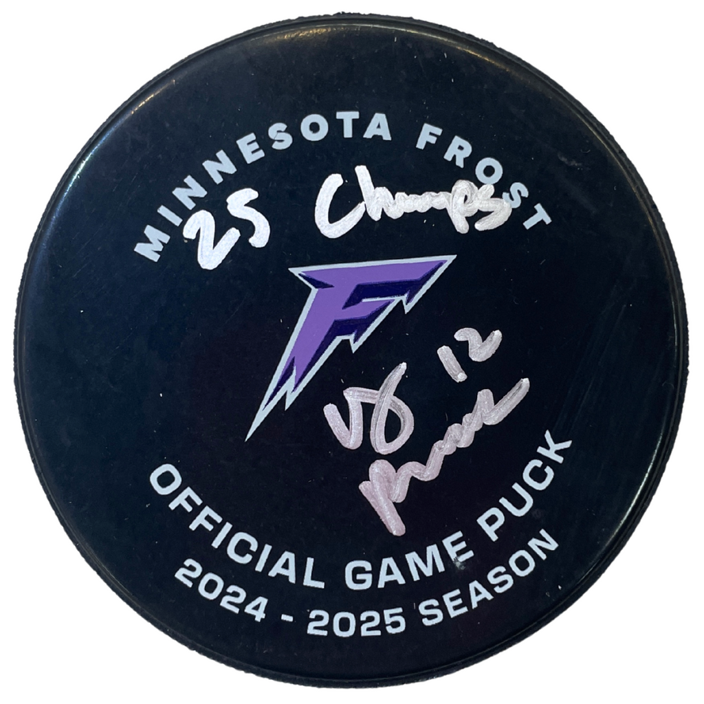 Kelly Pannek Autographed Minnesota Frost Official Game Puck w/ 25 Champs Inscription Autographs FanHQ