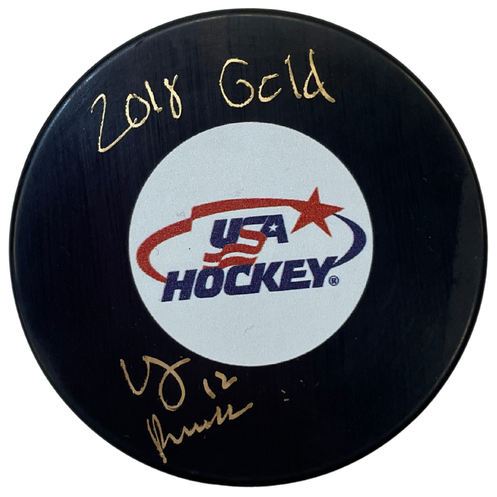 Kelly Pannek Autographed USA Hockey Logo Puck w/ 2018 Gold Inscription Autographs FanHQ