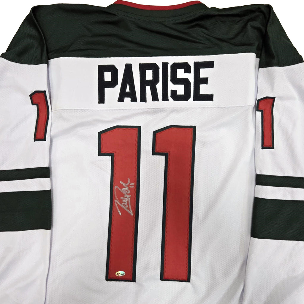 Zach Parise Autographed White Pro-Style Jersey Autographs FanHQ   